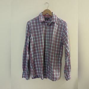 J. Maverick New York Men's Long Sleeve blue and red Dress Shirt Size Medium